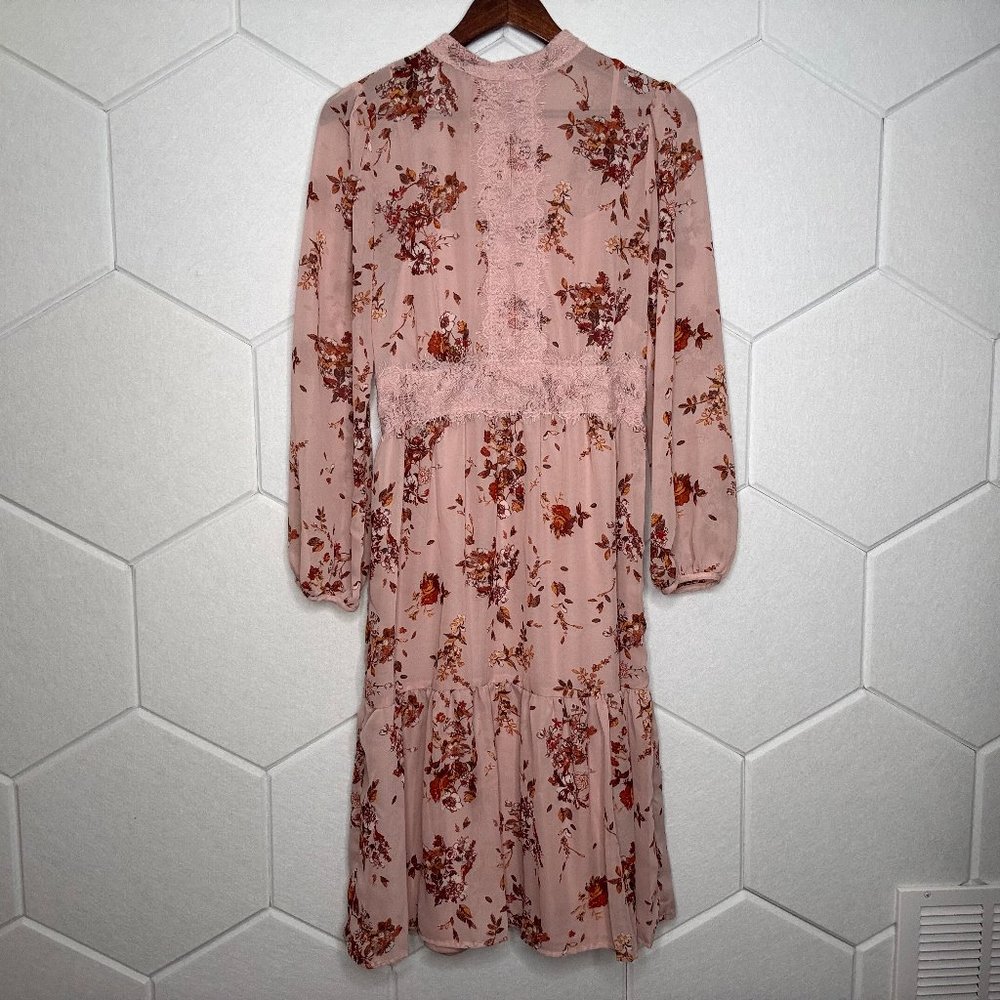Xhilaration Mauve Floral Midi Dress with Built-In Slip – Women’s Medium